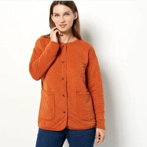 Cuddl Duds Women's Size M Light  Quilt Shirt Jacket Orange